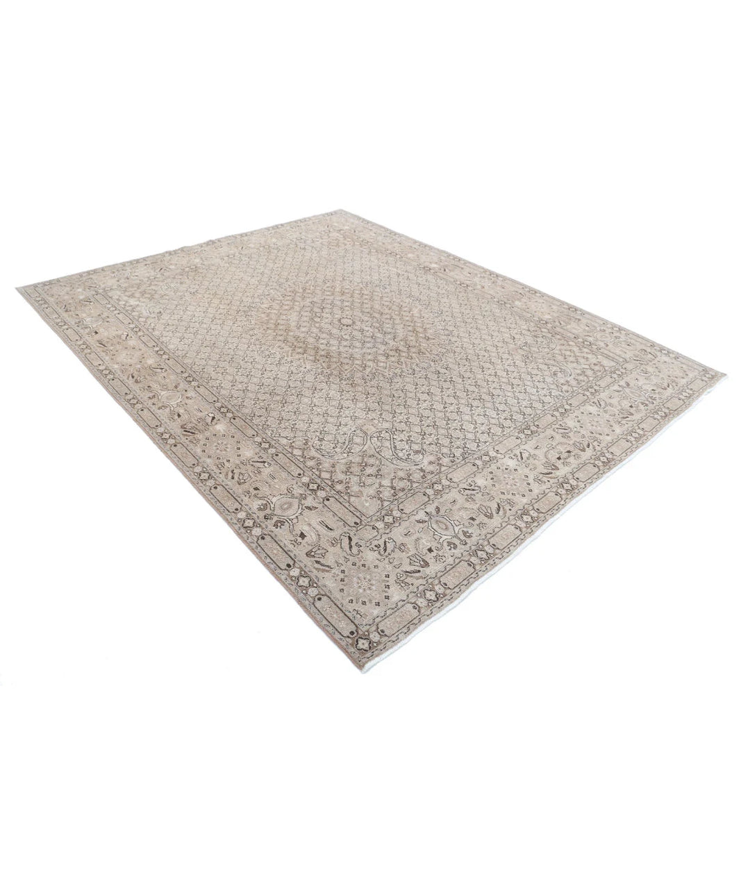 Taupe Brown Persian Bijar Rug 7' 9" x 9' 7" Hand-Knotted | No. AT48305