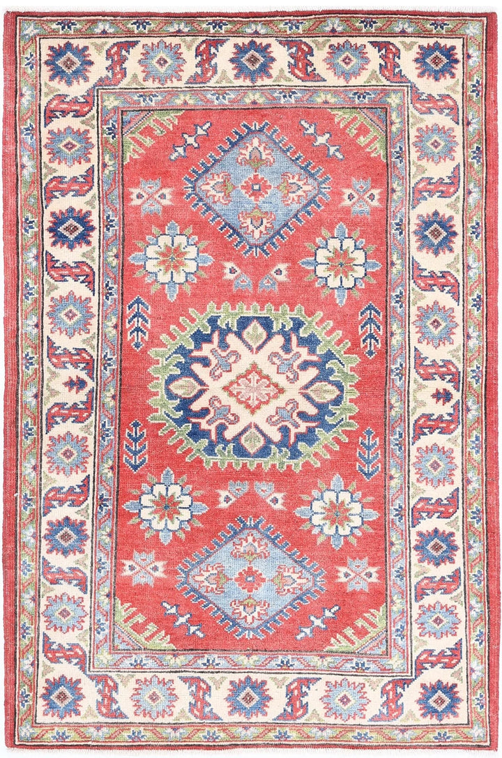 Afghan Kazak Rug 3' 0" x 4' 8" Hand-Knotted | No. AT48315