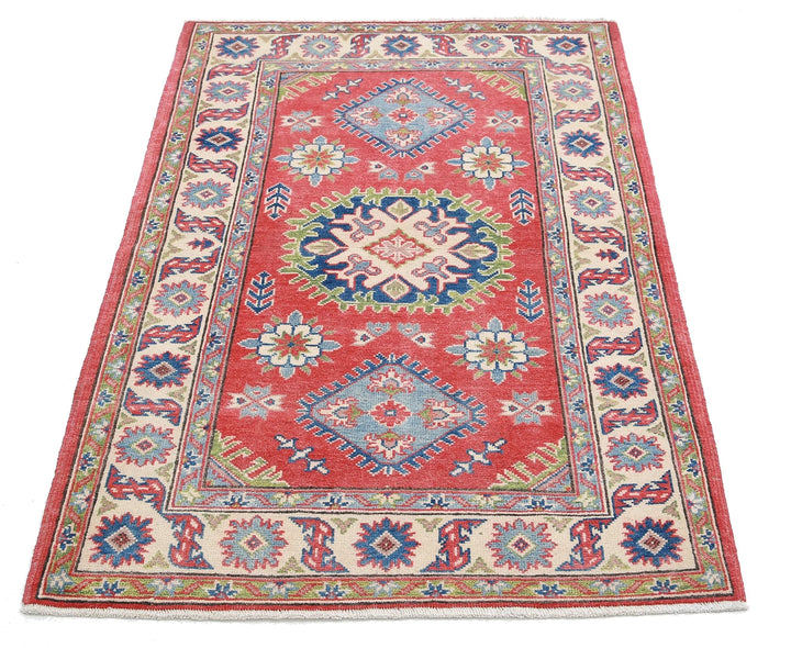 Afghan Kazak Rug 3' 0" x 4' 8" Hand-Knotted | No. AT48315