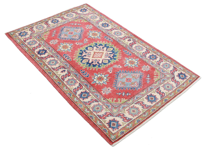 Afghan Kazak Rug 3' 0" x 4' 8" Hand-Knotted | No. AT48315
