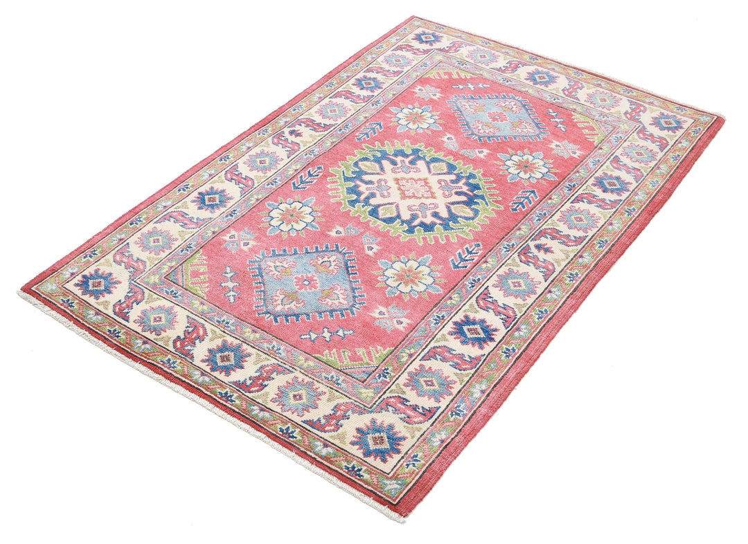 Afghan Kazak Rug 3' 0" x 4' 8" Hand-Knotted | No. AT48315