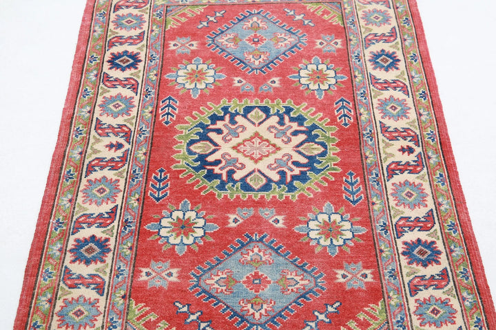 Afghan Kazak Rug 3' 0" x 4' 8" Hand-Knotted | No. AT48315