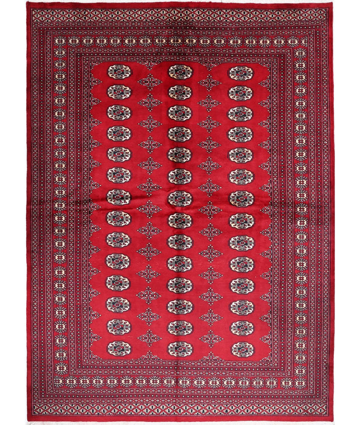 Red Pakistani Bokhara Rug 6' 1" x 8' 7" Hand-Knotted | No. AT48387