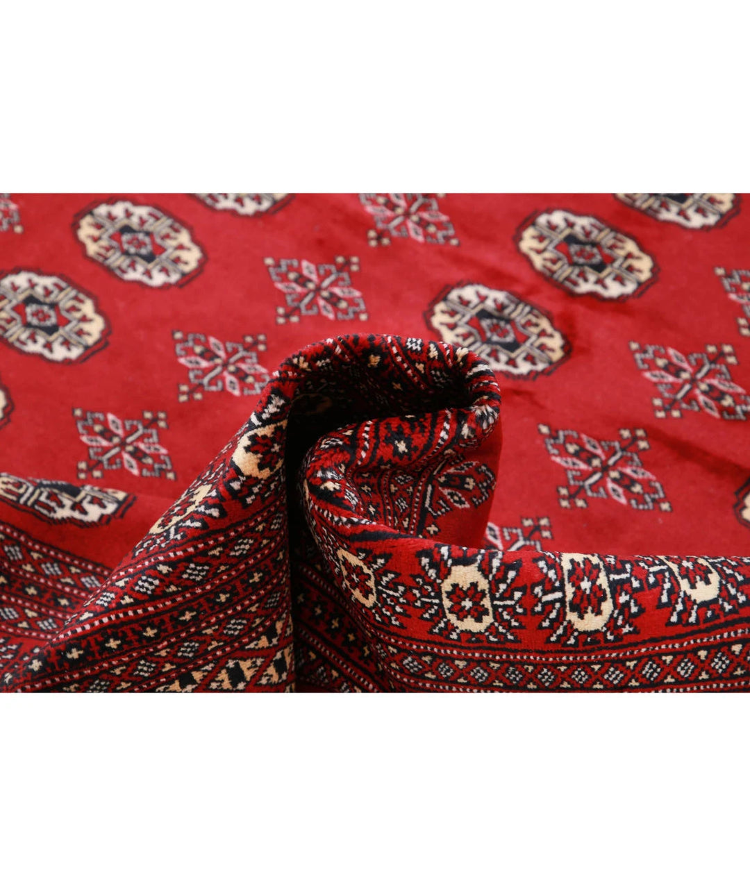 Red Pakistani Bokhara Rug 6' 1" x 8' 7" Hand-Knotted | No. AT48387