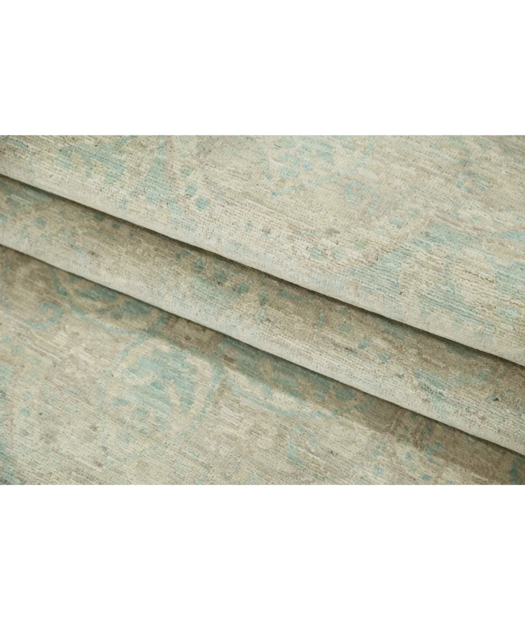 Blue Afghan Tabriz Rug 3' 0" x 10' 7" Hand-Knotted | No. AT48421