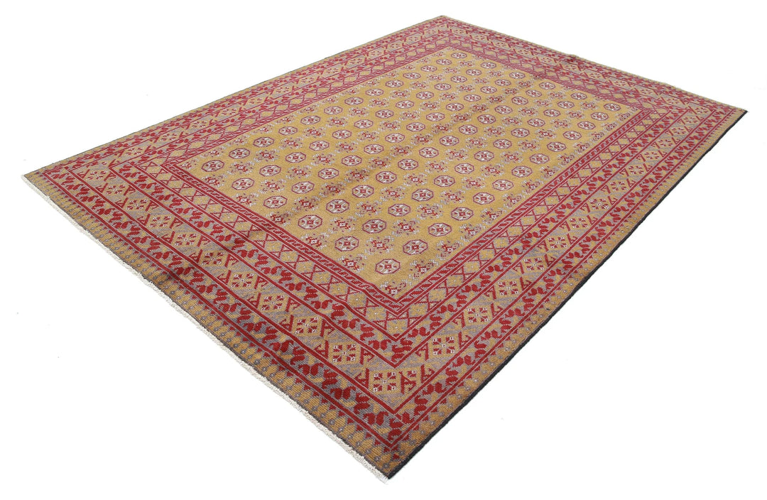 Afghan Revival Rug 6' 6" x 9' 3" Hand-Knotted | No. AT48458