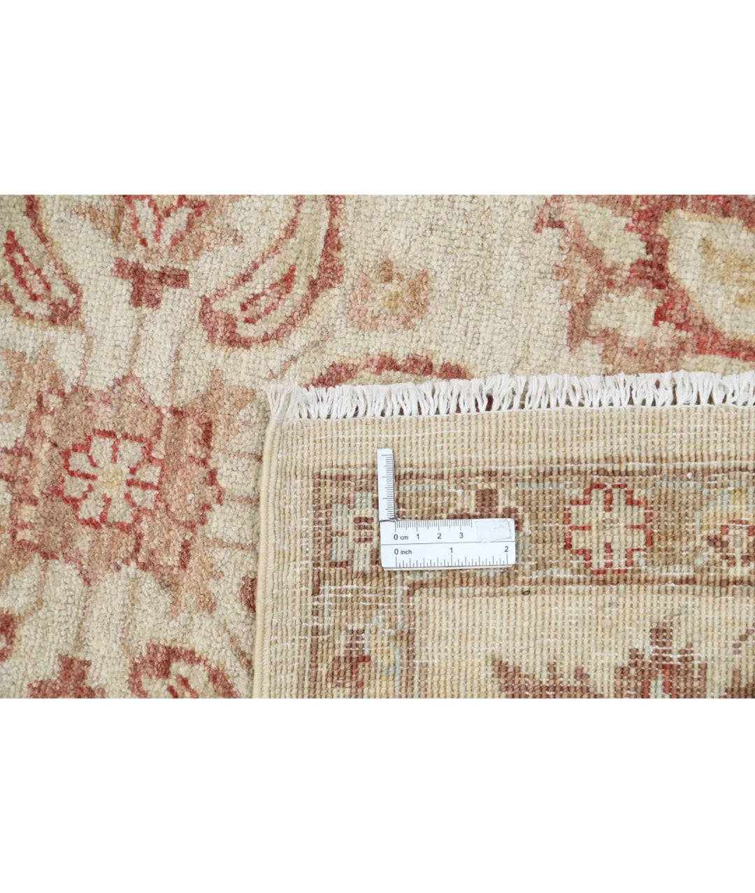 Ivory Afghan Ziegler Rug 6' 2" x 8' 10" Hand-Knotted | No. AT48460