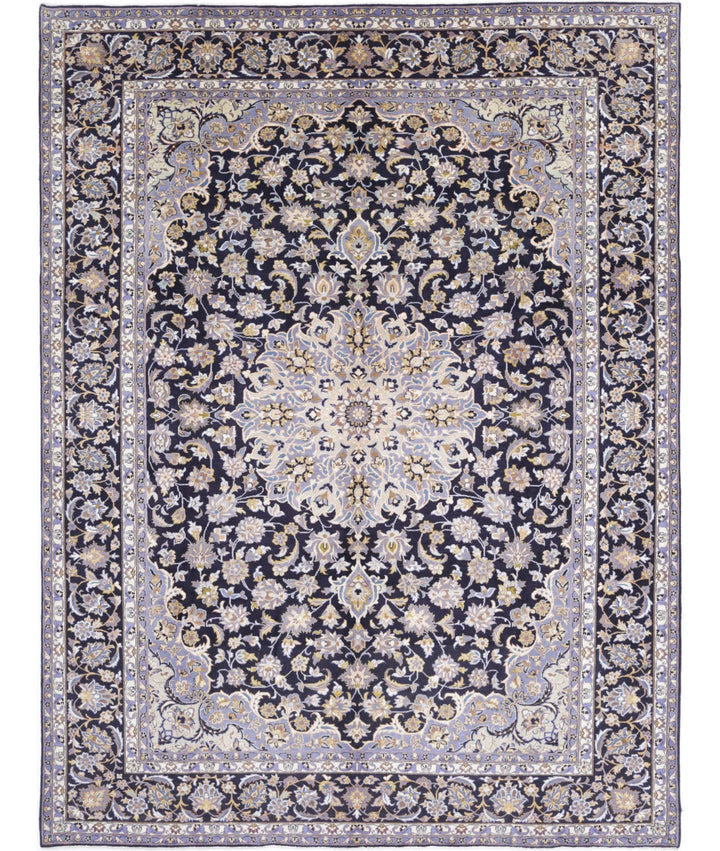 Black Persian Kashan Rug 9' 7" x 12' 8" Hand-Knotted | No. AT48526