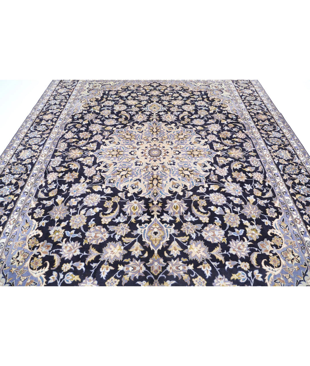 Black Persian Kashan Rug 9' 7" x 12' 8" Hand-Knotted | No. AT48526