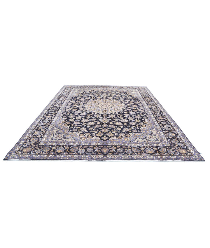 Black Persian Kashan Rug 9' 7" x 12' 8" Hand-Knotted | No. AT48526