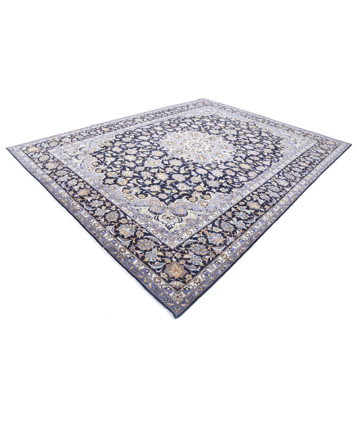 Black Persian Kashan Rug 9' 7" x 12' 8" Hand-Knotted | No. AT48526