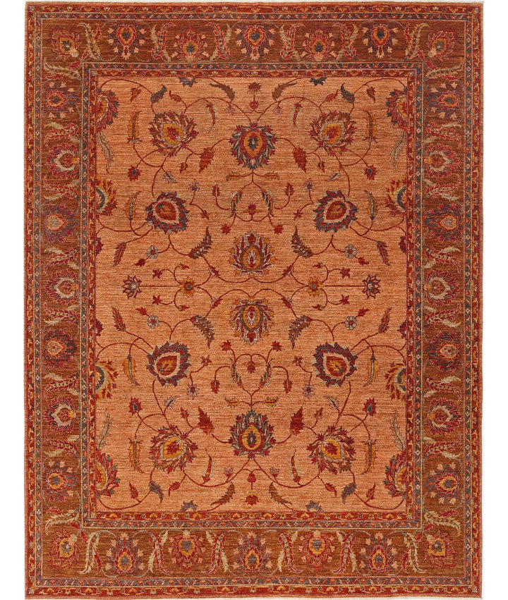 Tan Afghan Tribal Rug 10' 8" x 13' 10" Hand-Knotted | No. AT486259