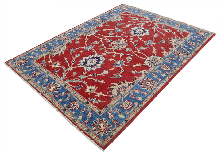 Red Afghan Oriental Rug 5' 0" x 6' 6" Hand-Knotted view
