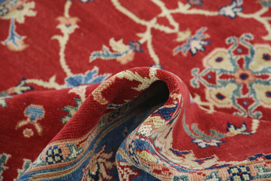 Red Afghan Oriental Rug 5' 0" x 6' 6" Hand-Knotted border