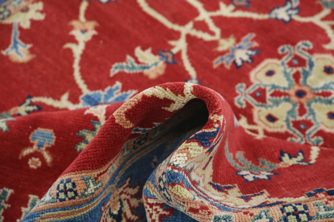 Red Afghan Oriental Rug 5' 0" x 6' 6" Hand-Knotted | No. AT48746