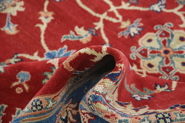 Red Afghan Oriental Rug 5' 0" x 6' 6" Hand-Knotted | No. AT48746