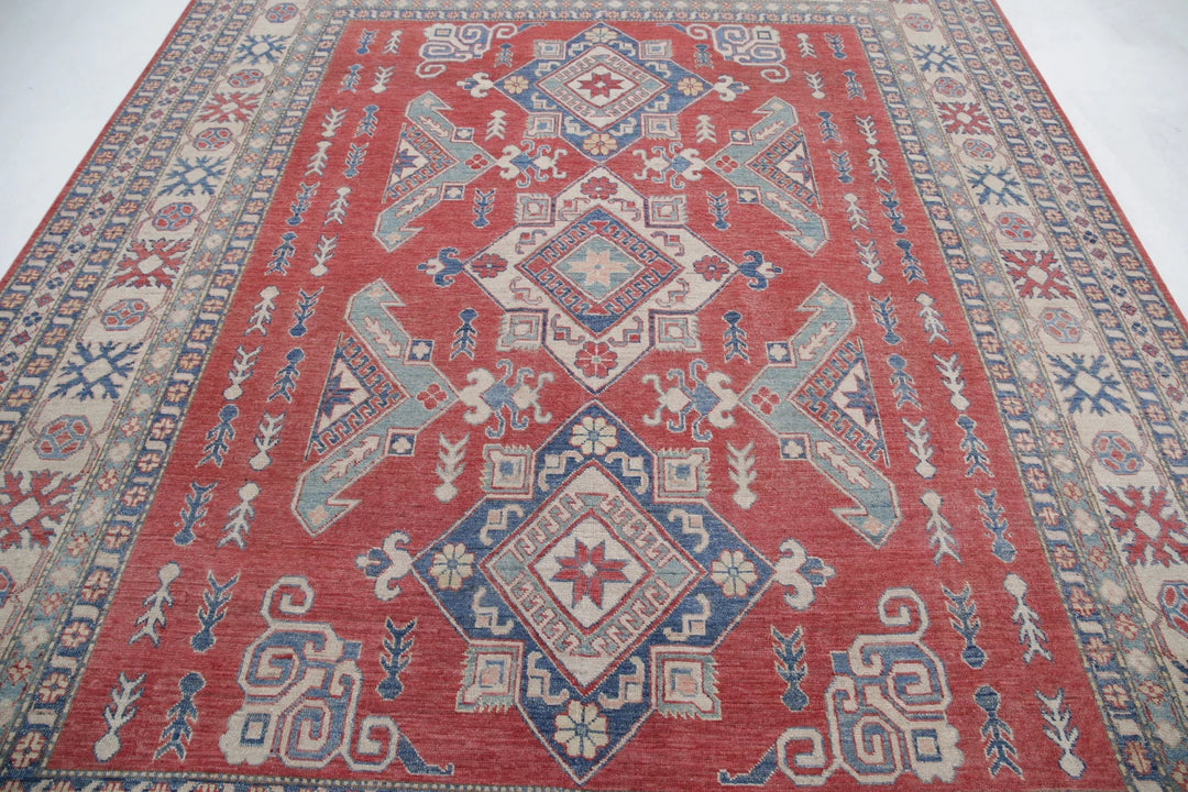 Afghan Kazak Rug 8' 6" x 10' 5" Hand-Knotted | No. AT48790