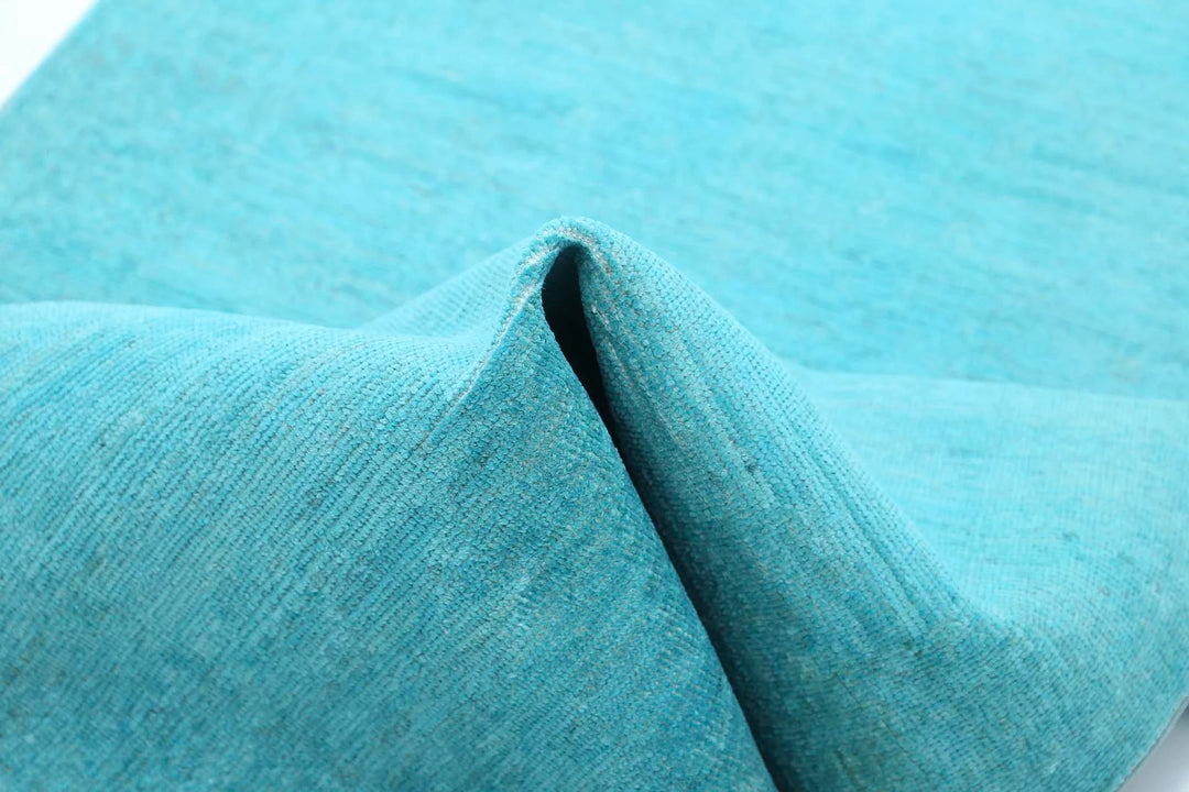 Teal Afghan Overdye Rug 2' 10" x 10' 2" Hand-Knotted | No. AT48807