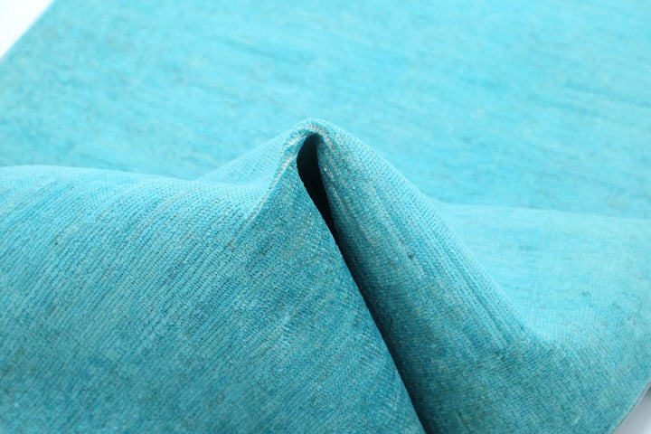 Teal Afghan Overdye Rug 2' 10" x 10' 2" Hand-Knotted | No. AT48807