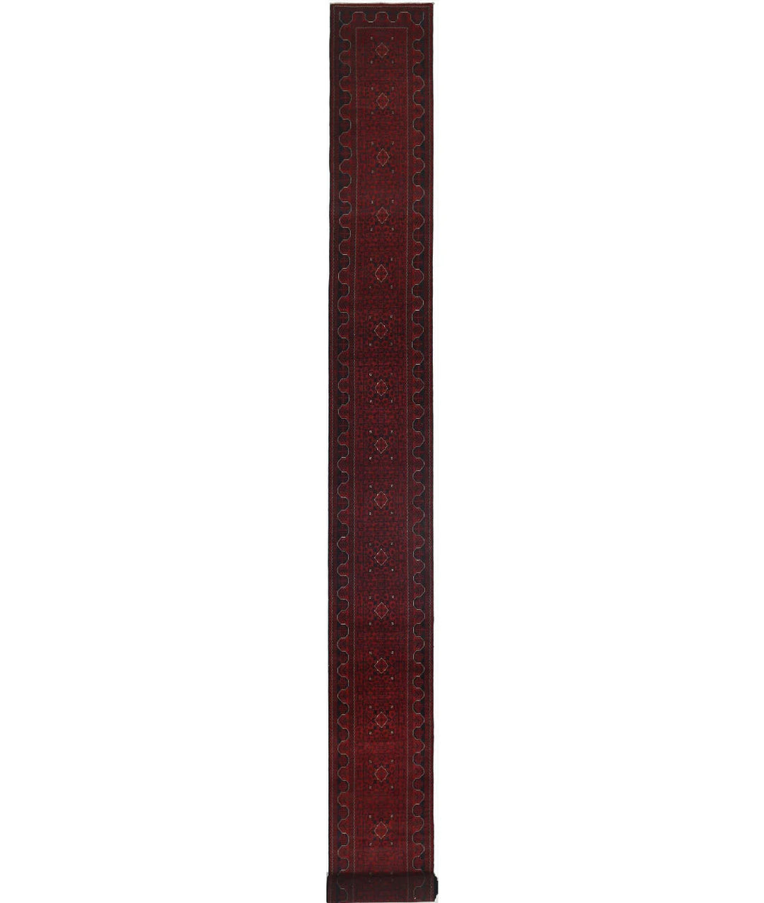 Red Afghan Tribal Rug 2'7" x 31'4" Hand-Knotted