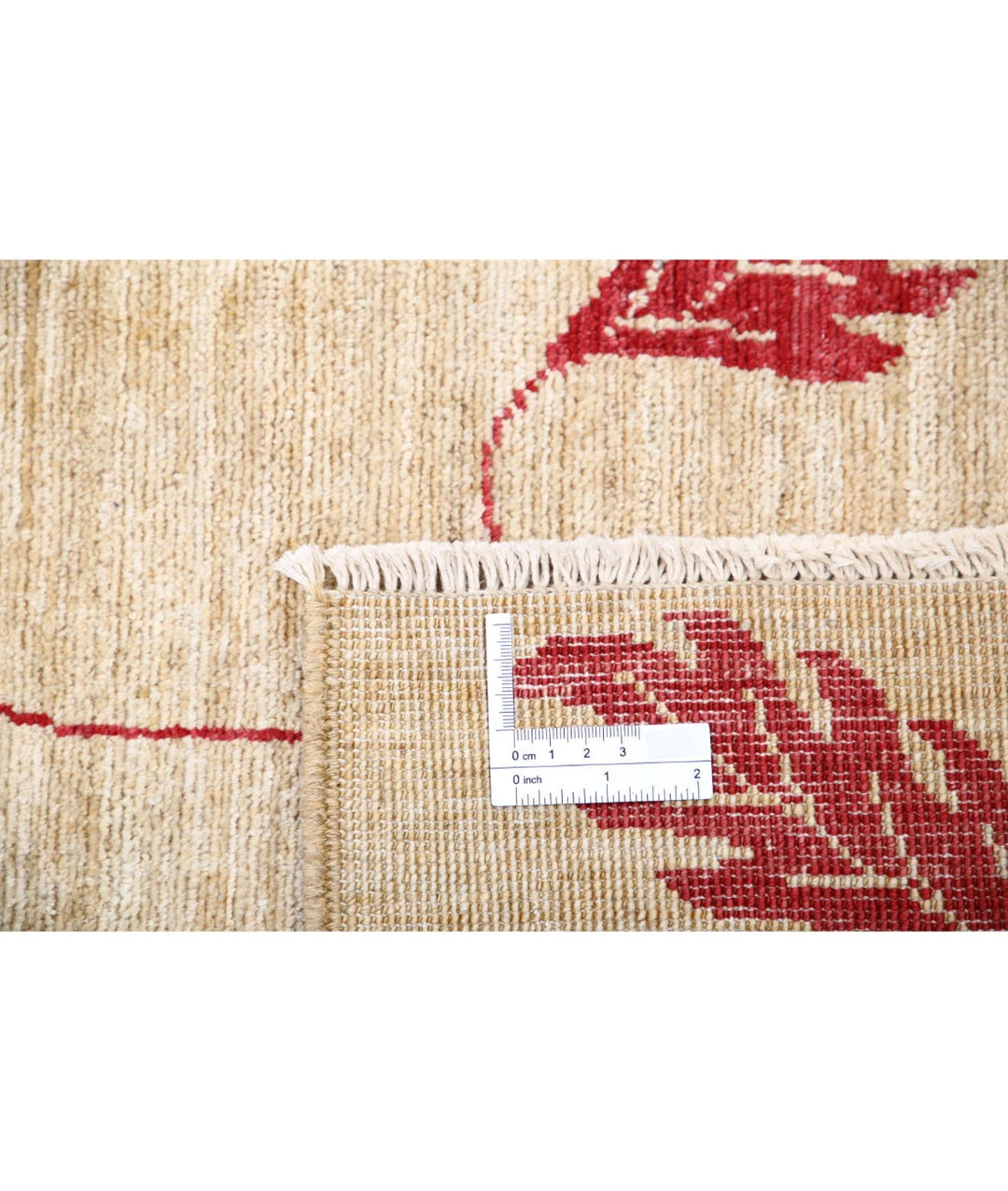 Beige Afghan Modcar Rug 5' 2" x 6' 5" Hand-Knotted | No. AT48898