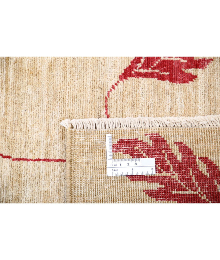 Beige Afghan Modcar Rug 5' 2" x 6' 5" Hand-Knotted | No. AT48898
