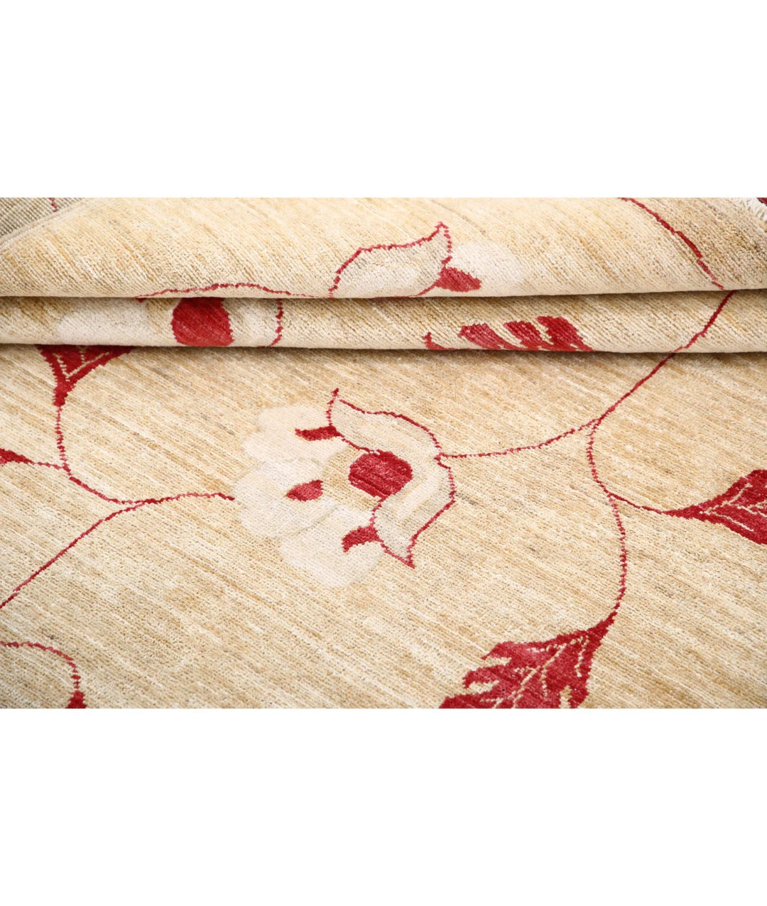 Beige Afghan Modcar Rug 5' 2" x 6' 5" Hand-Knotted | No. AT48898