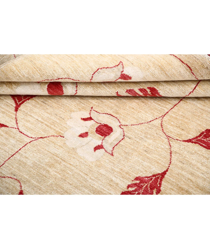 Beige Afghan Modcar Rug 5' 2" x 6' 5" Hand-Knotted | No. AT48898