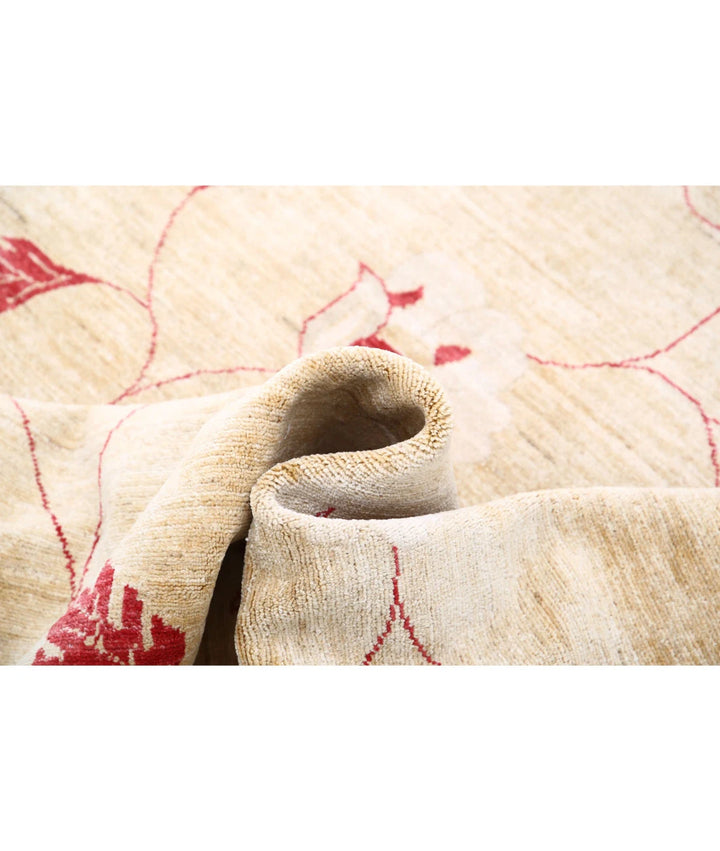 Beige Afghan Modcar Rug 5' 2" x 6' 5" Hand-Knotted | No. AT48898