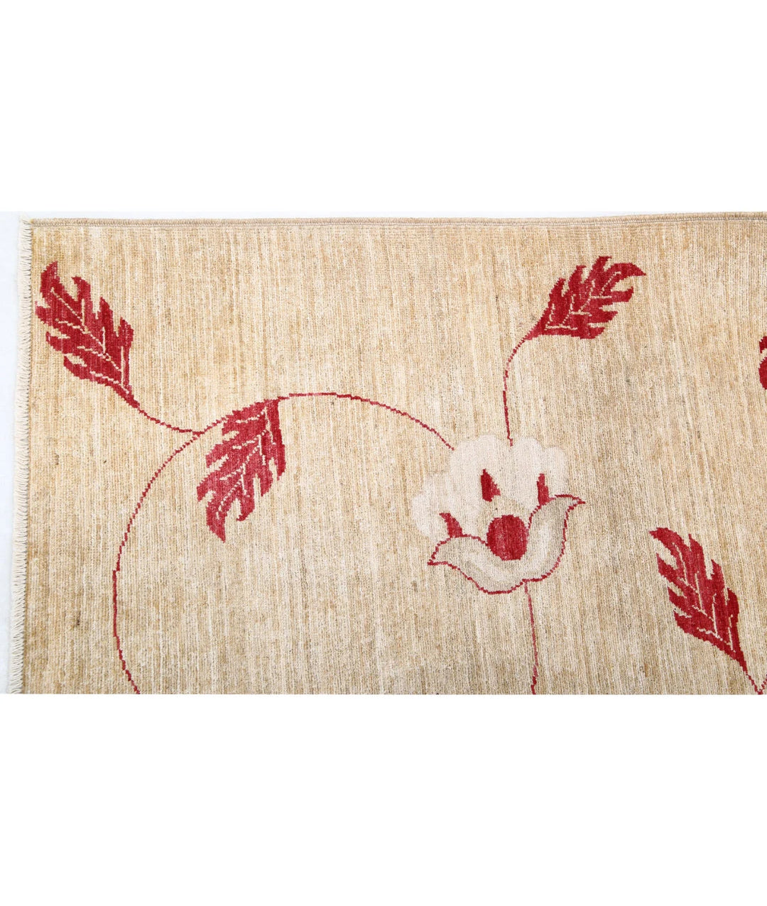 Beige Afghan Modcar Rug 5' 2" x 6' 5" Hand-Knotted | No. AT48898