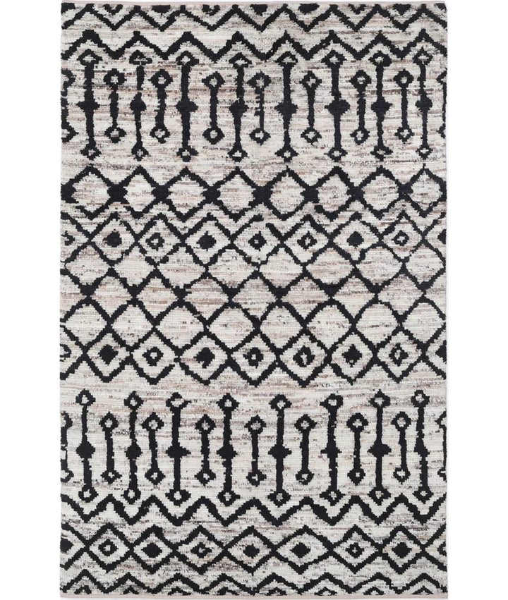 Brown Afghan Oriental Rug 3' 8" x 5' 10" Hand-Knotted | No. AT48907