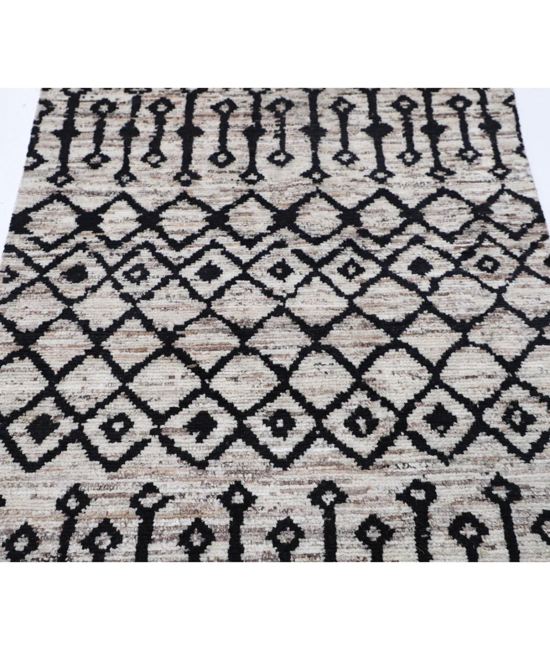 Brown Afghan Oriental Rug 3' 8" x 5' 10" Hand-Knotted | No. AT48907
