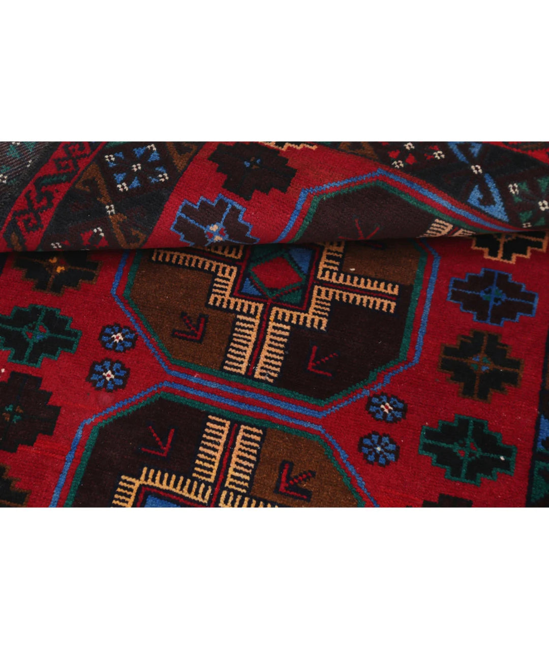 Red Afghan Tribal Rug 2' 10" x 4' 5" Hand-Knotted | No. AT48954