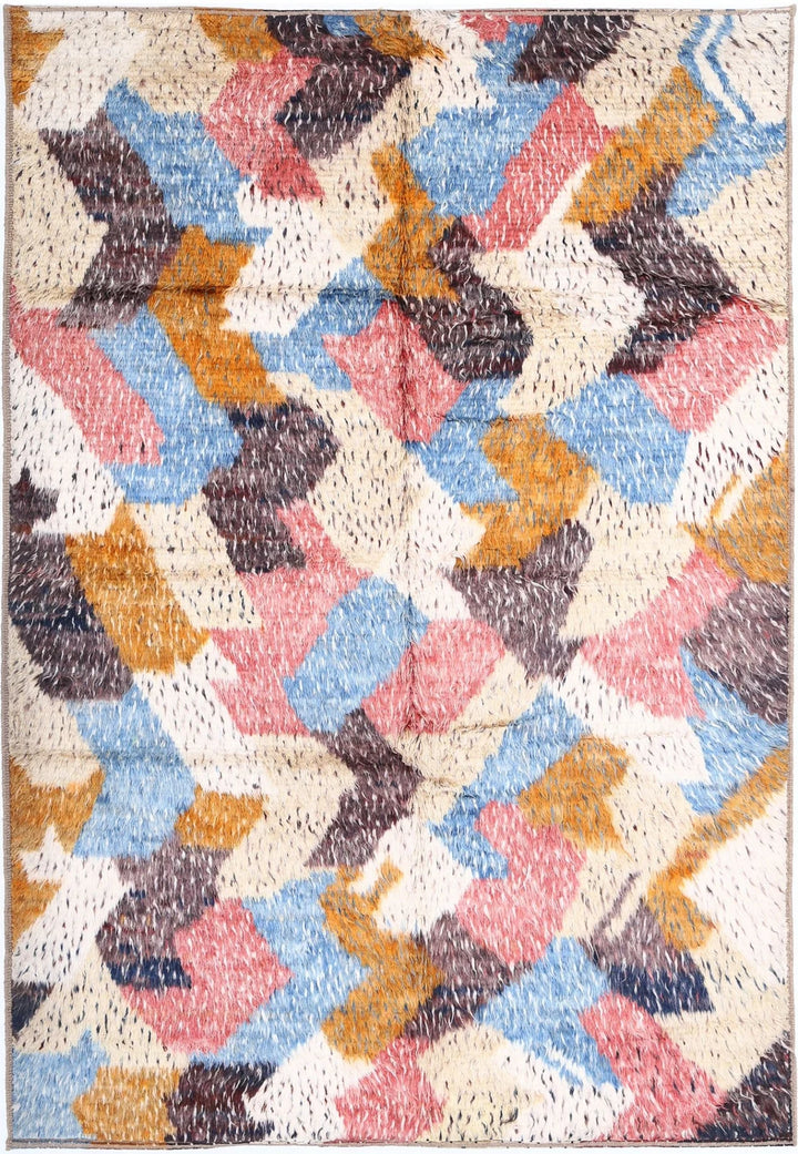 Afghan Tribal Rug 6' 7" x 9' 3" Hand-Knotted | No. AT49021