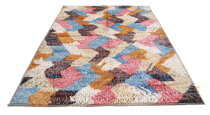 Afghan Tribal Rug 6' 7" x 9' 3" Hand-Knotted | No. AT49021