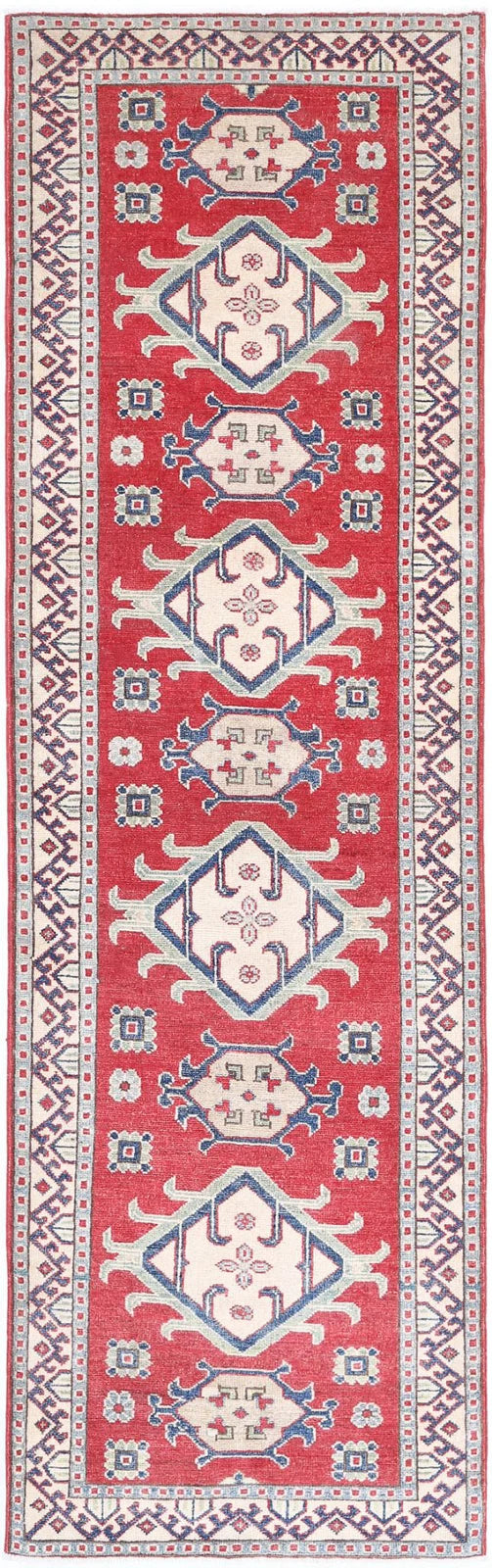Afghan Tribal Kazak Rug 2' 8" x 9' 8" Hand-Knotted | No. AT49034
