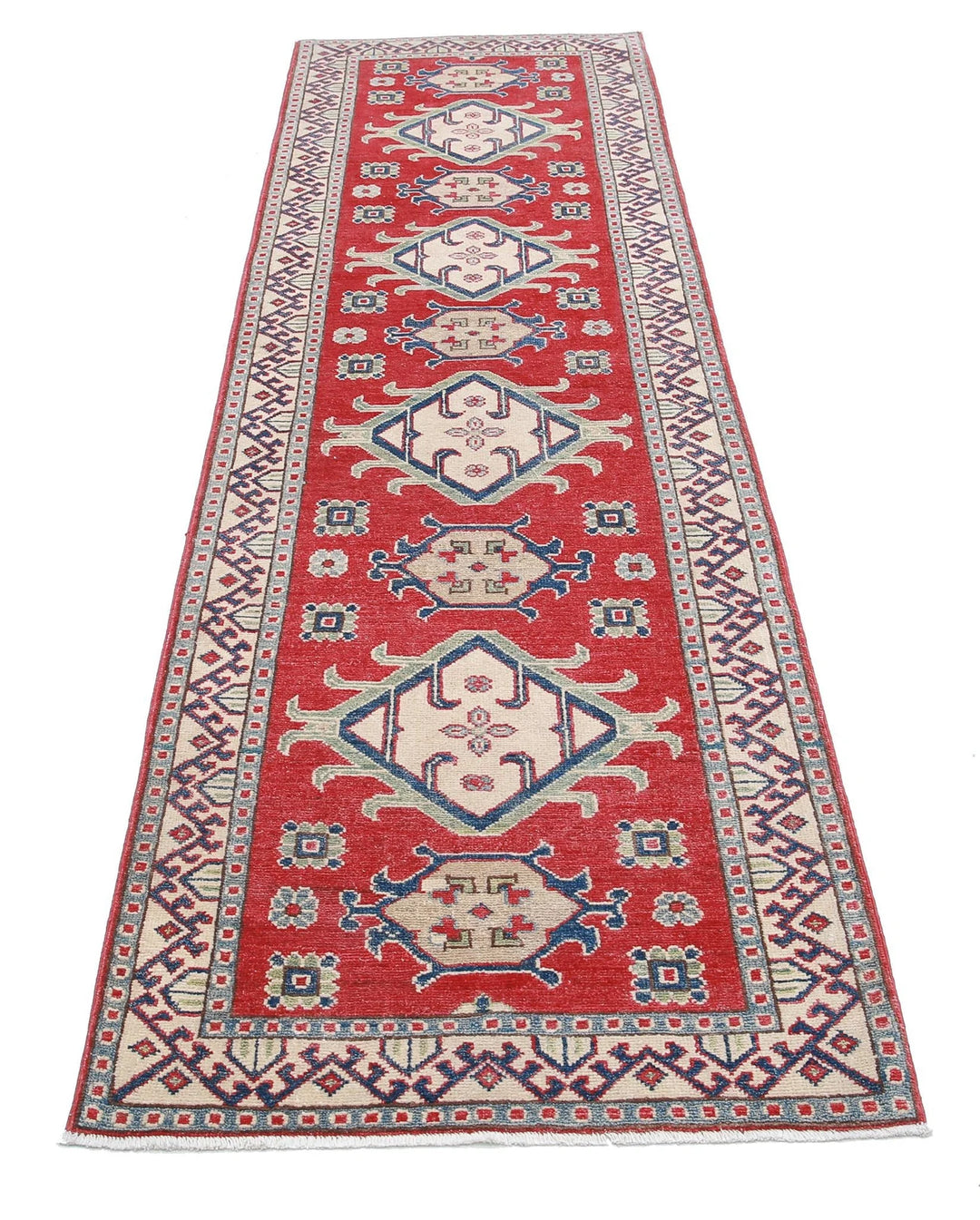 Afghan Tribal Kazak Rug 2' 8" x 9' 8" Hand-Knotted | No. AT49034