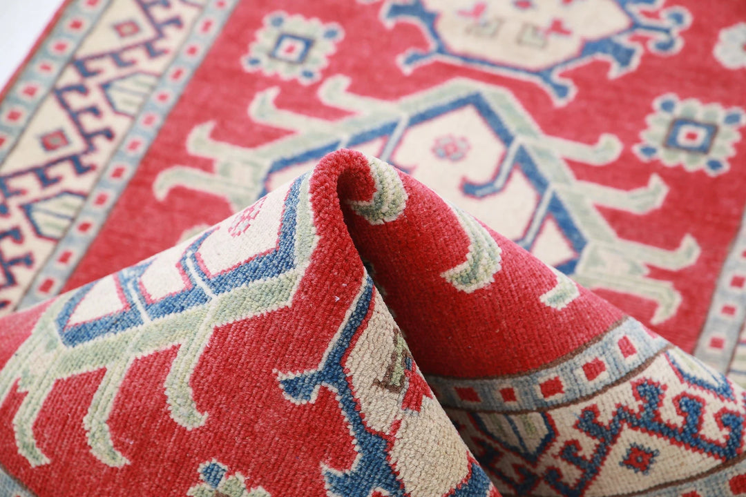 Afghan Tribal Kazak Rug 2' 8" x 9' 8" Hand-Knotted | No. AT49034