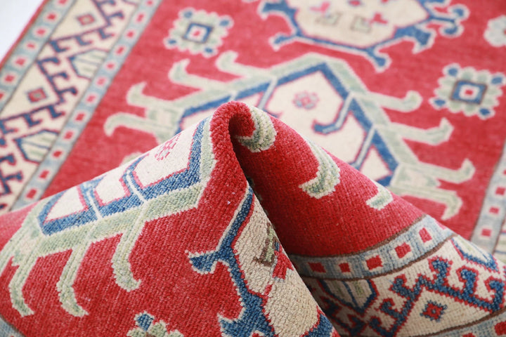 Afghan Tribal Kazak Rug 2' 8" x 9' 8" Hand-Knotted | No. AT49034