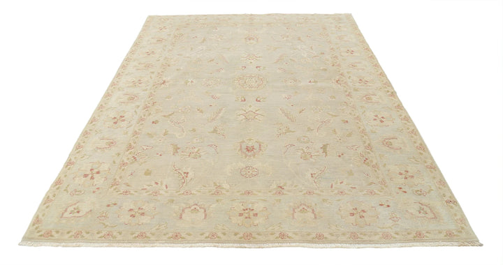 Ivory Blue Indian Ziegler Rug 6' 0" x 8' 6" Hand-Knotted | No. AT49050