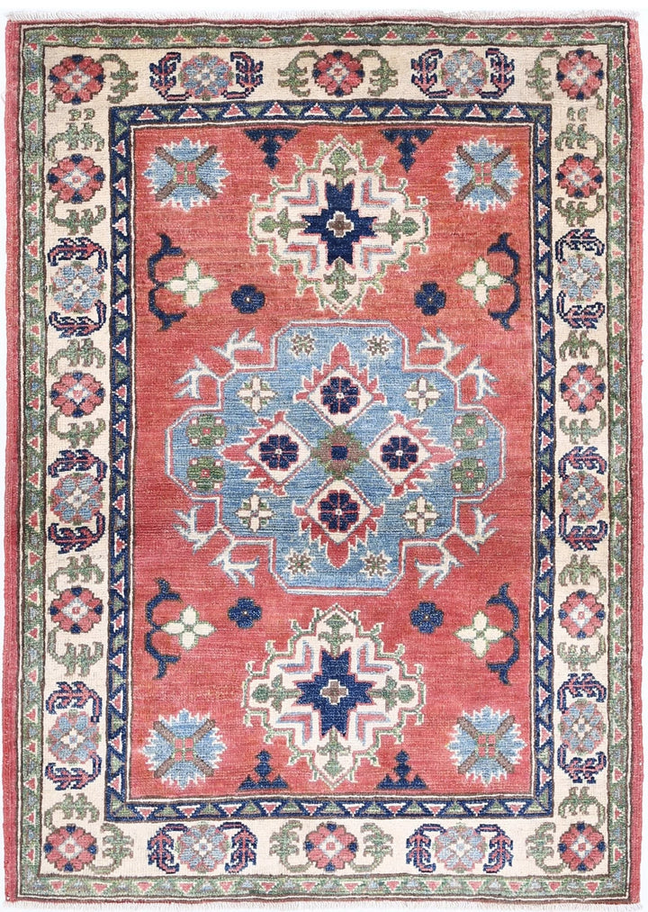 Afghan Kazak Rug 2' 10" x 4' 0" Hand-Knotted | No. AT49074