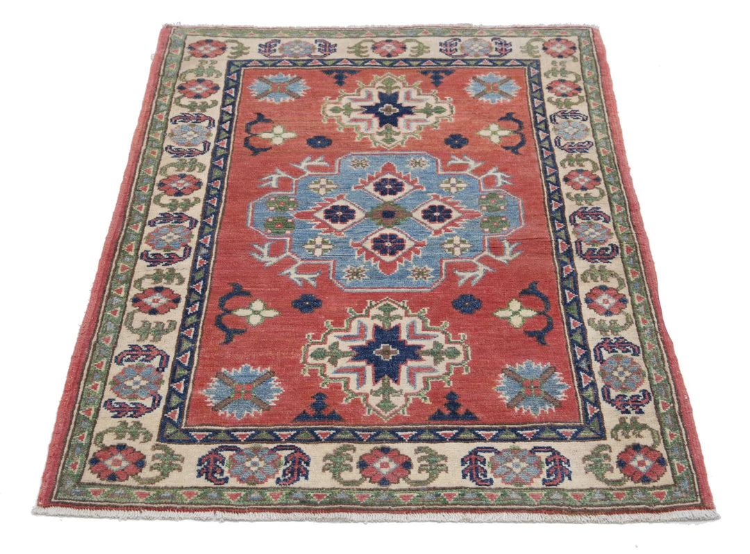 Afghan Kazak Rug 2' 10" x 4' 0" Hand-Knotted | No. AT49074