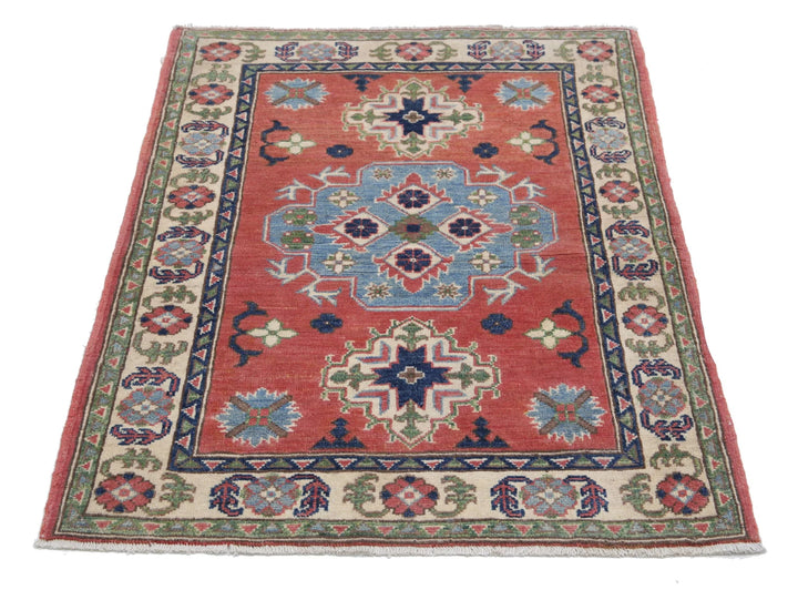 Afghan Kazak Rug 2' 10" x 4' 0" Hand-Knotted | No. AT49074