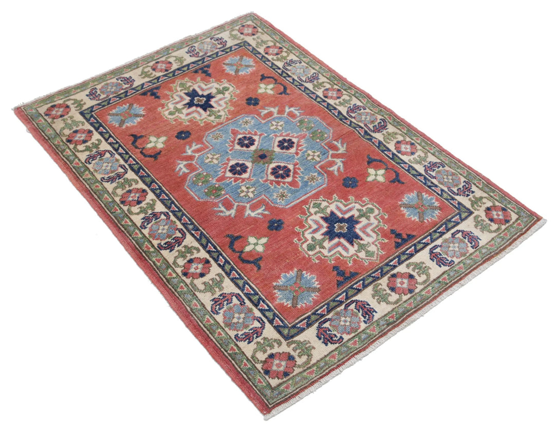 Afghan Kazak Rug 2' 10" x 4' 0" Hand-Knotted | No. AT49074