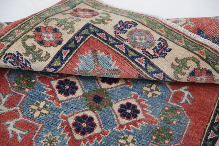 Afghan Kazak Rug 2' 10" x 4' 0" Hand-Knotted | No. AT49074