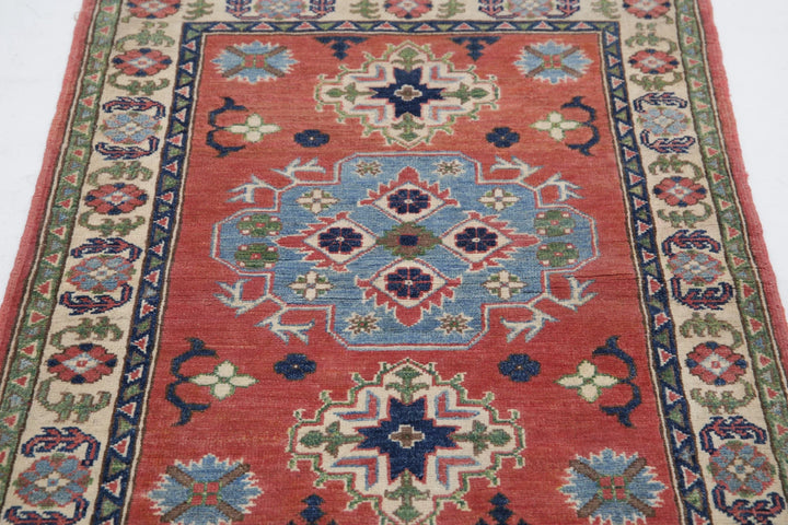 Afghan Kazak Rug 2' 10" x 4' 0" Hand-Knotted | No. AT49074