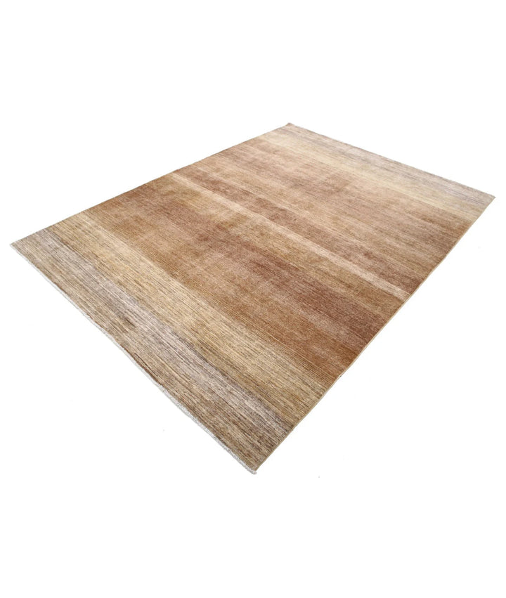 Beige Afghan Oriental Rug 6'6" x 8'9" Hand-Knotted | No. AT49080