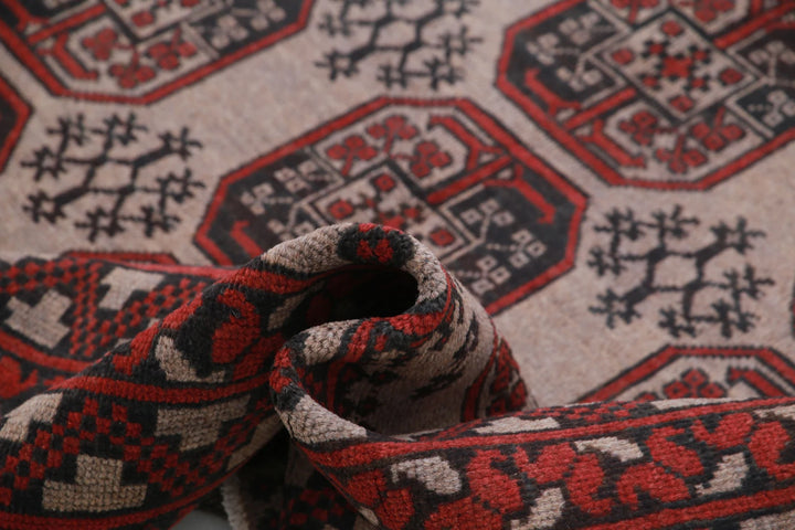 Afghan Akcha Revival Rug 6' 5" x 9' 5" Hand-Knotted | No. AT49092