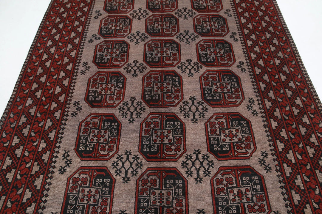 Afghan Akcha Revival Rug 6' 5" x 9' 5" Hand-Knotted | No. AT49092