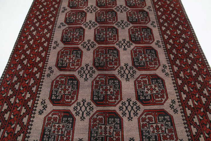 Afghan Akcha Revival Rug 6' 5" x 9' 5" Hand-Knotted | No. AT49092